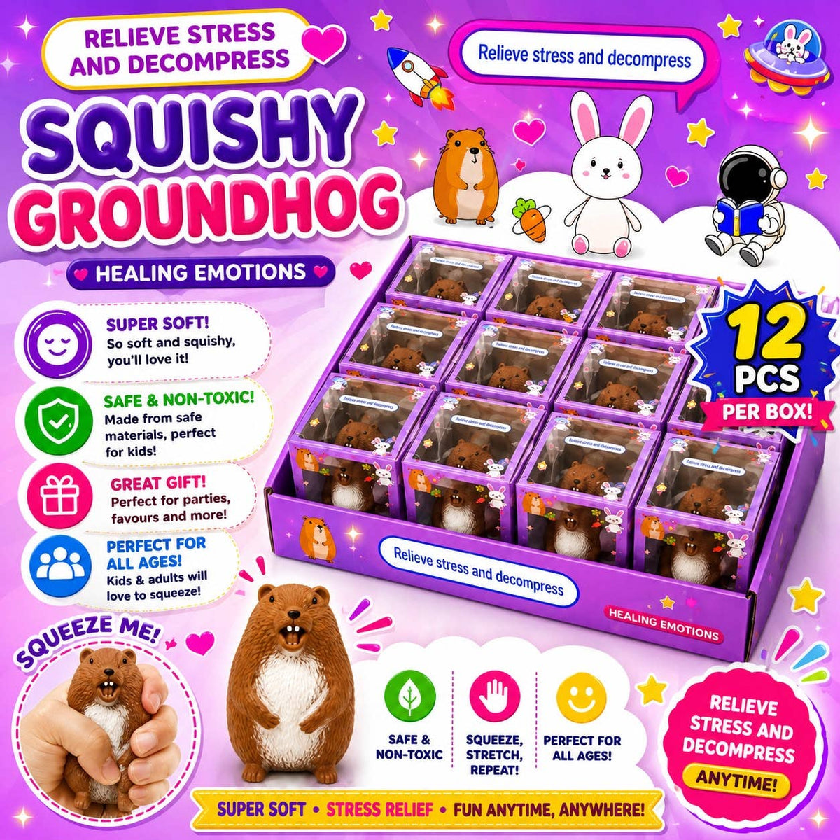 GS Wholesale (Formerly Known as Gypsy Soul) - Squishy Groundhog – Super Soft Decompression Stress Toy