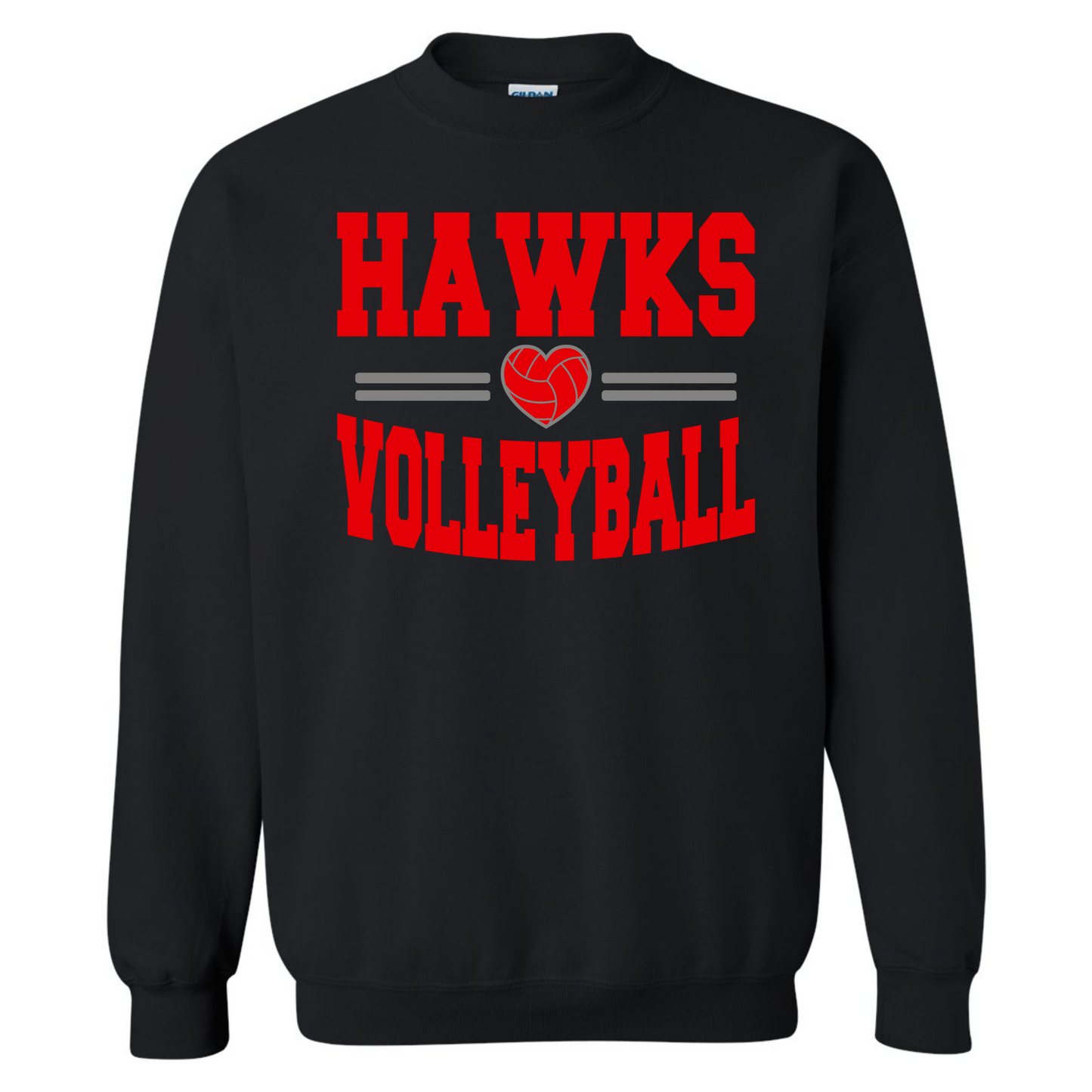 WES Hawks Volleyball Crewneck Sweatshirt - BLACK