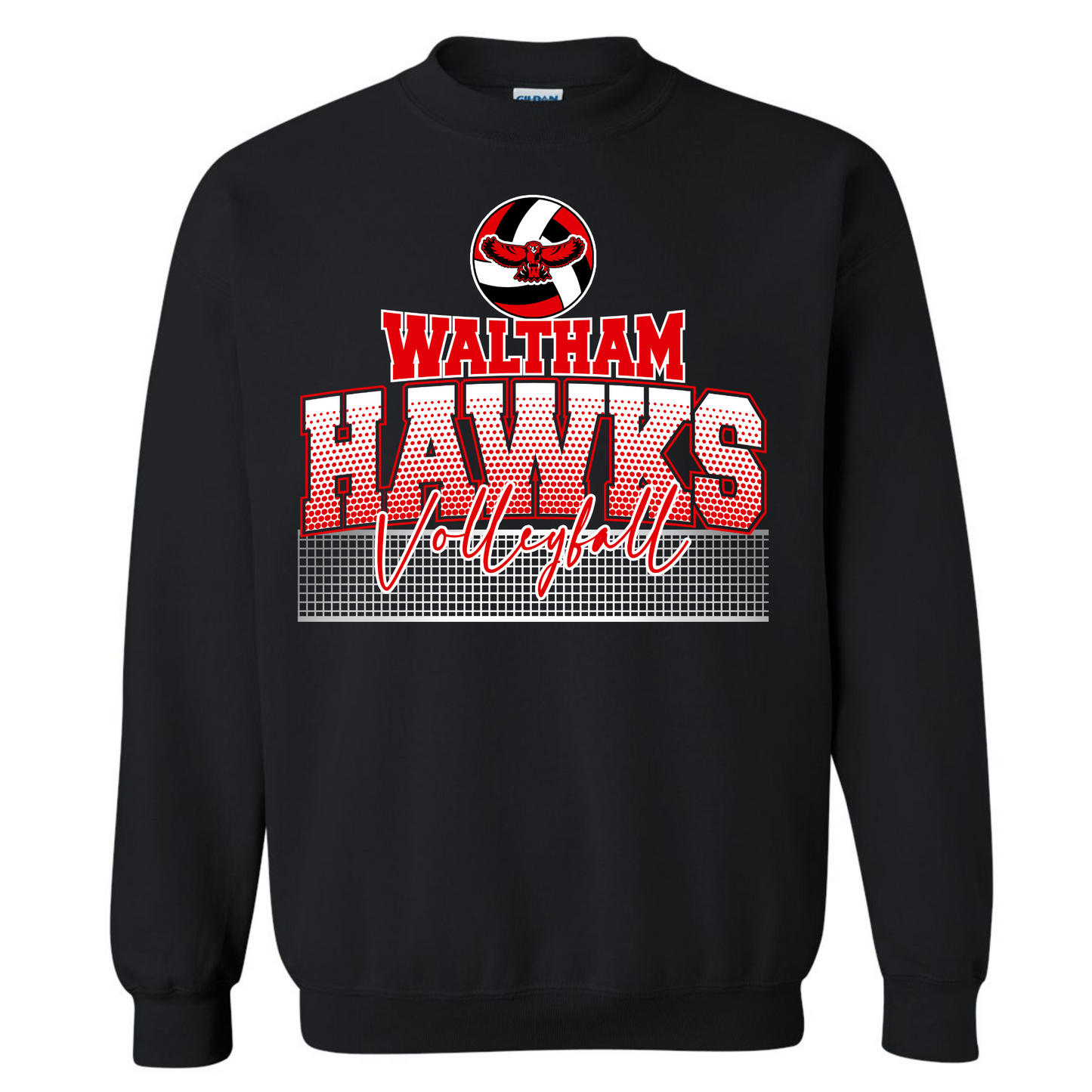 WES Hawks Volleyball Crewneck Sweatshirt - BLACK