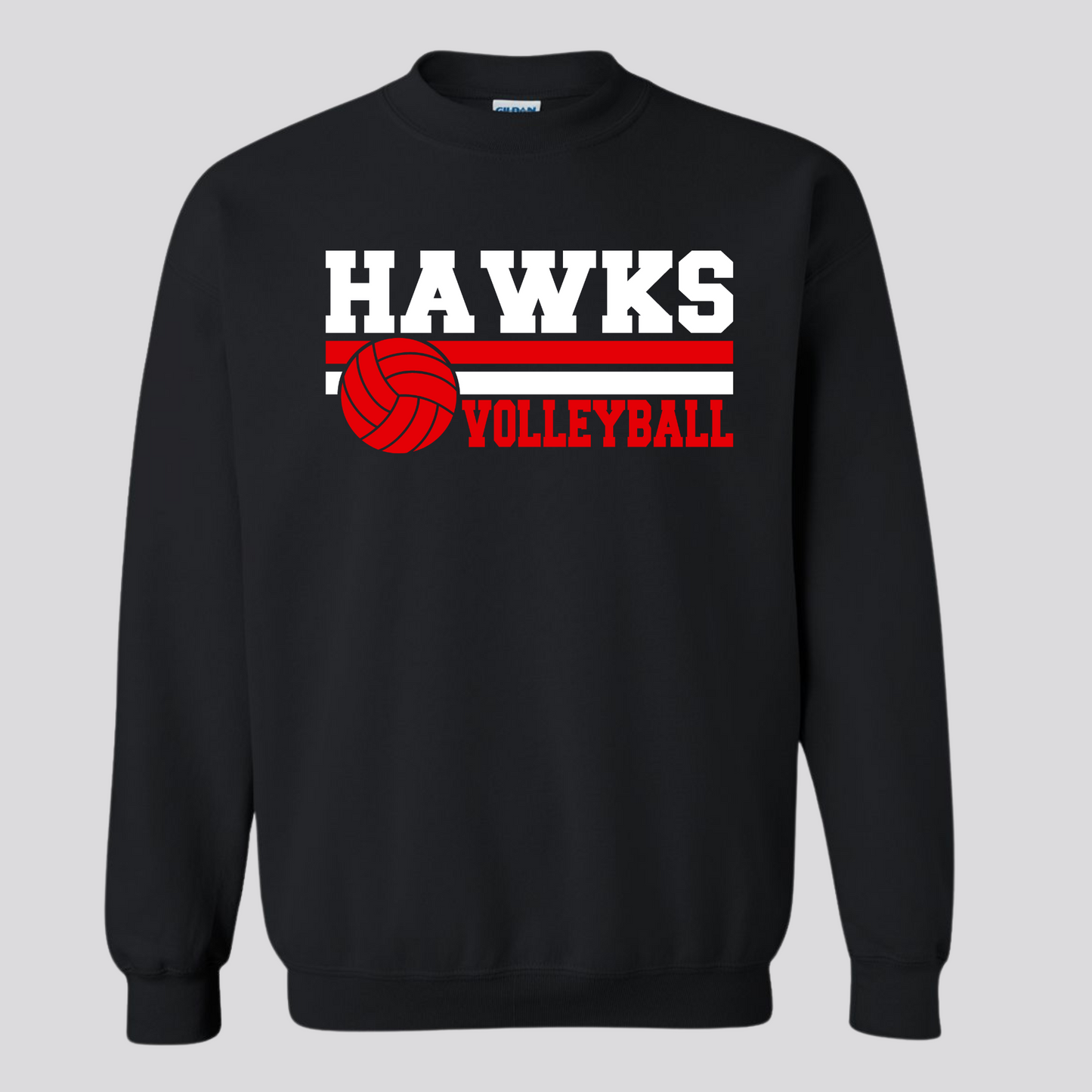WES Hawks Volleyball Crewneck Sweatshirt - BLACK