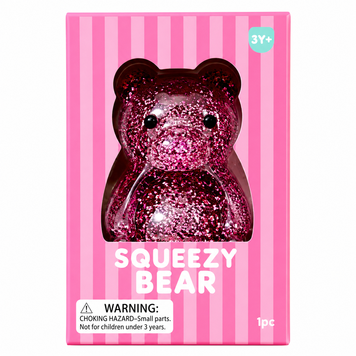 J'adore 2.5 Inch Squeezy Bear Squishy Fidget Sensory Toy - Pink