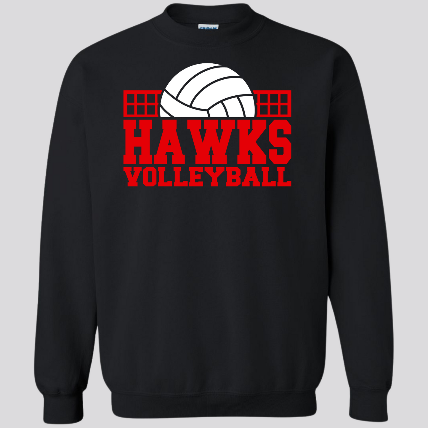 WES Hawks Volleyball Crewneck Sweatshirt - BLACK