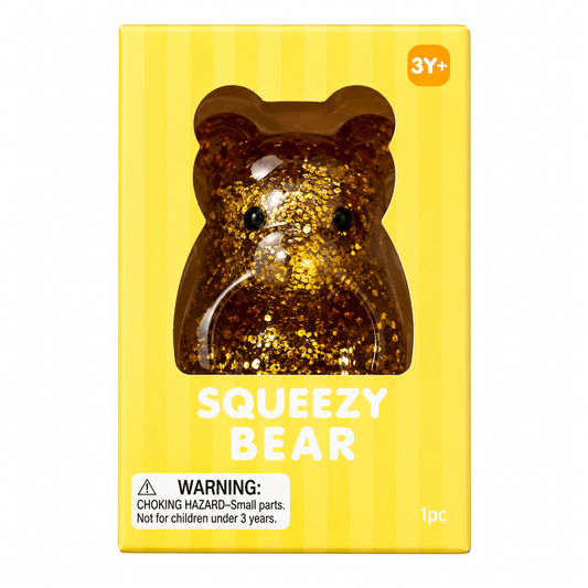 J'adore 2.5 Inch Squeezy Bear Squishy Fidget Sensory Toy - Yellow