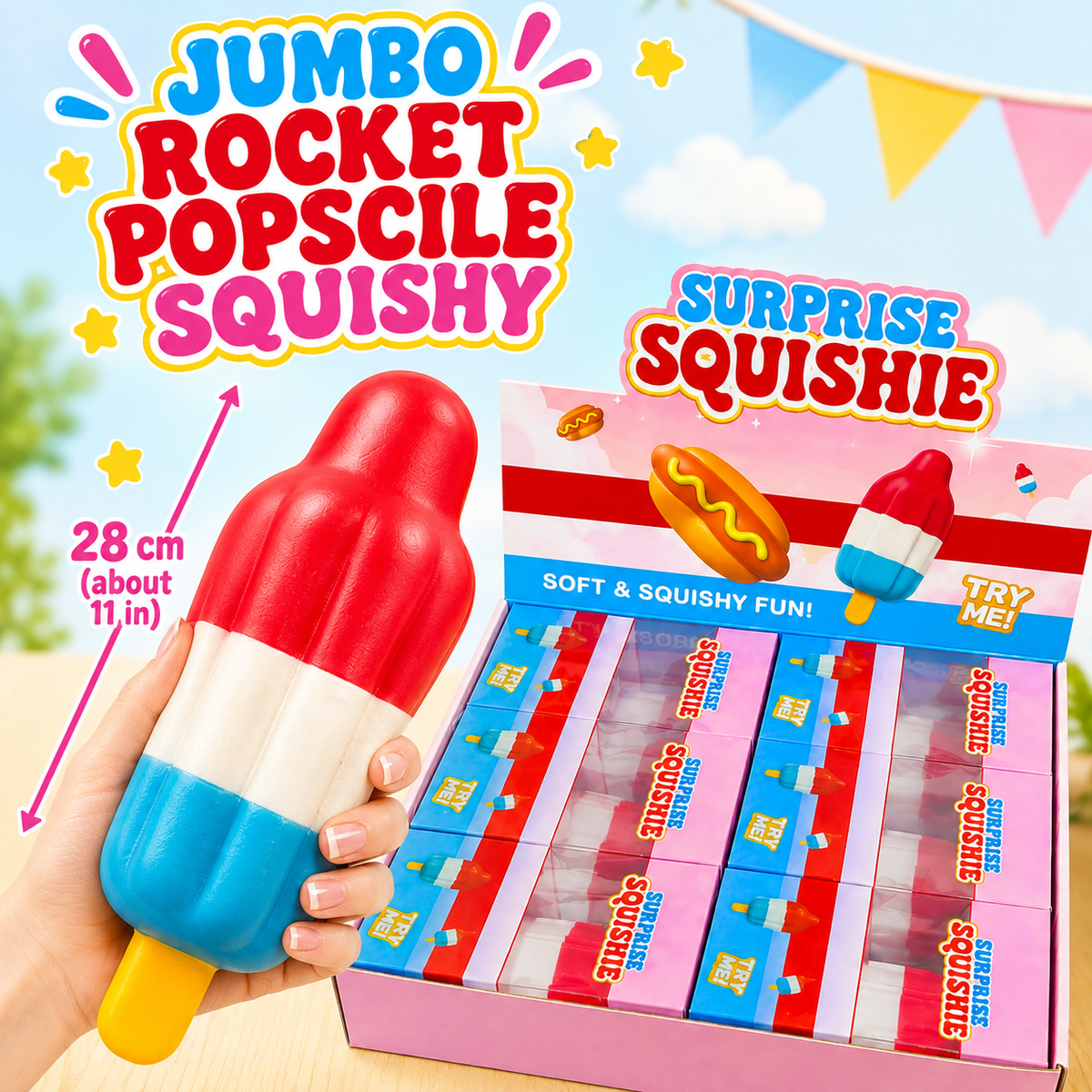 GS Wholesale (Formerly Known as Gypsy Soul) - Jumbo Rocket Popsicle Squishy — 28 cm / 11 inch