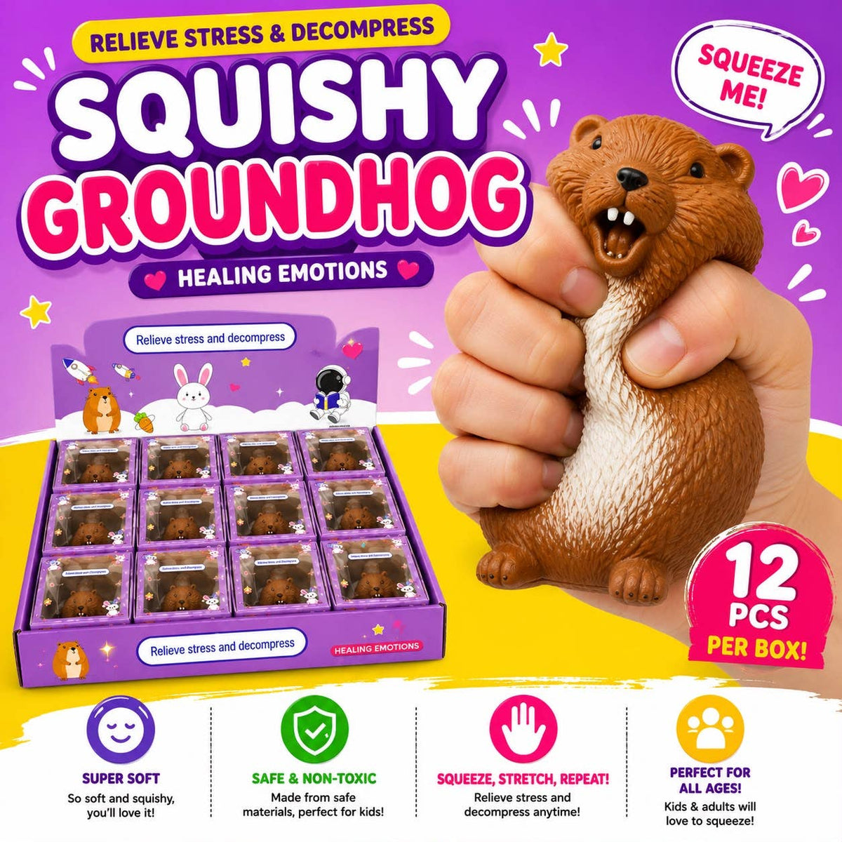 GS Wholesale (Formerly Known as Gypsy Soul) - Squishy Groundhog – Super Soft Decompression Stress Toy