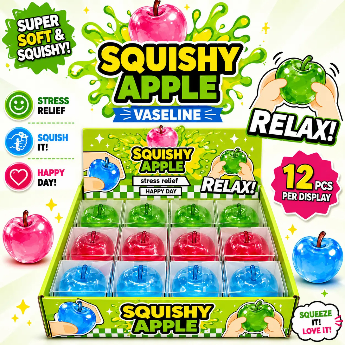 GS Wholesale (Formerly Known as Gypsy Soul) - Squishy Apple “Vaseline” Stress Toy