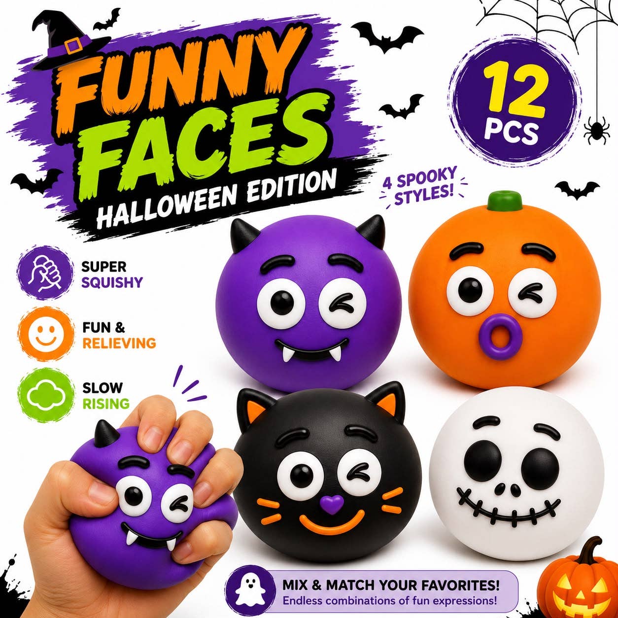 GS Wholesale (Formerly Known as Gypsy Soul) - Funny Faces Squishy (Halloween Edition) — 4 Spooky Styles