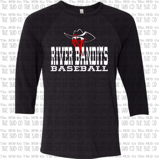 River Bandits Baseball Tee - Black & Black