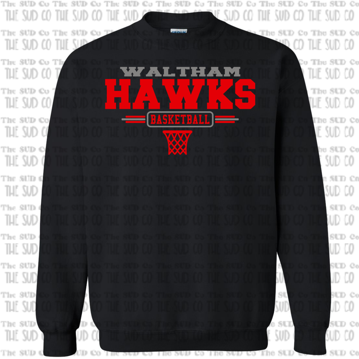 WES Hawks Basketball Crewneck Sweatshirt - BLACK