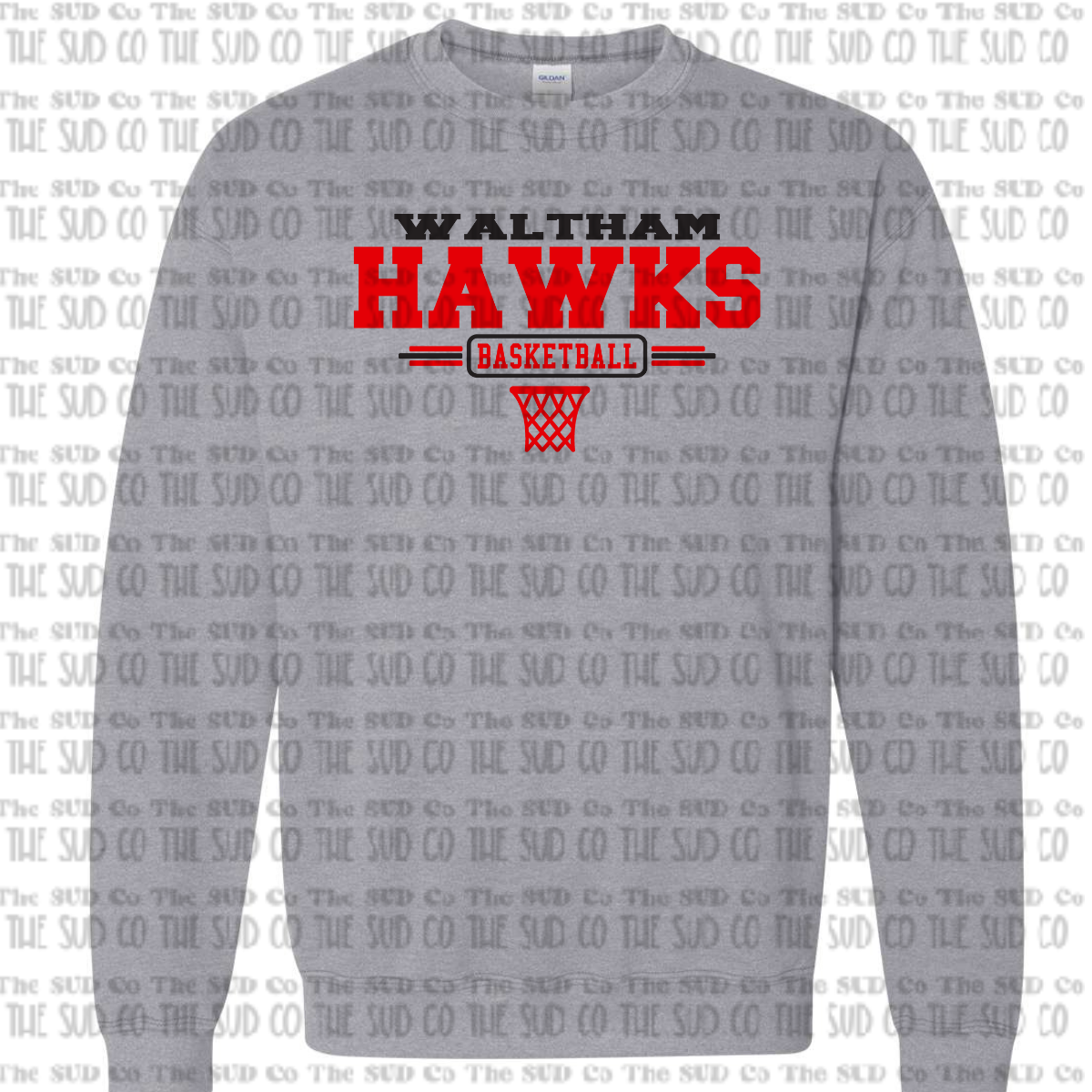 WES Hawks Basketball Crewneck Sweatshirt - GRAY