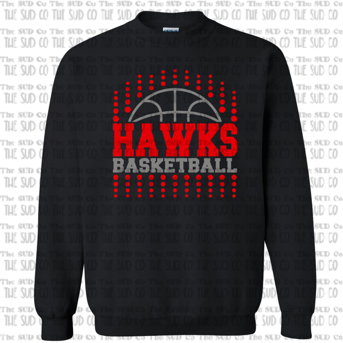 WES Hawks Basketball Crewneck Sweatshirt - BLACK