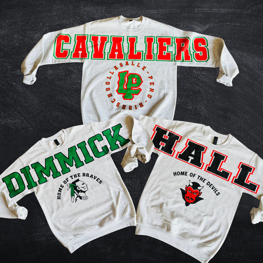 CUSTOMIZE ANY School / Mascot Varsity Sleeve Sweatshirt