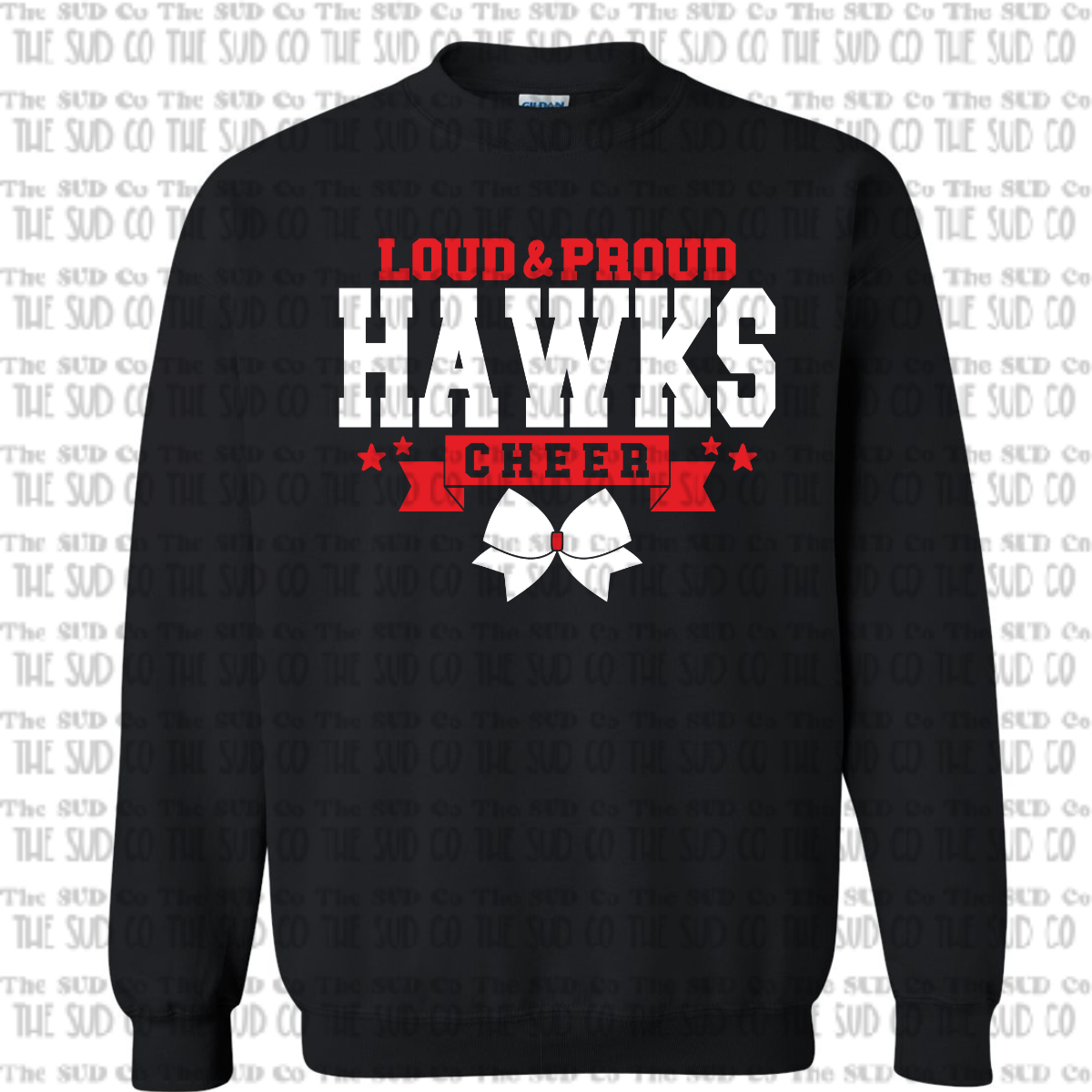 WES Hawks Cheer Crewneck Sweatshirt - BLACK