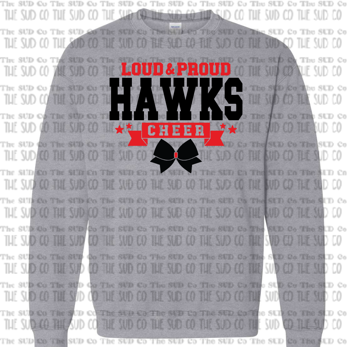 WES Hawks Cheer Crewneck Sweatshirt - GRAY