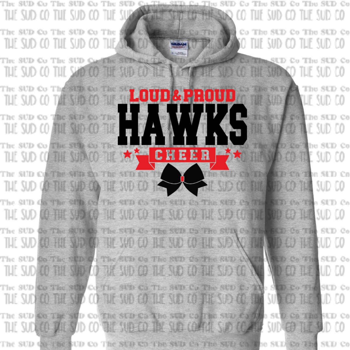 WES Hawks Cheer Hooded Sweatshirt - GRAY