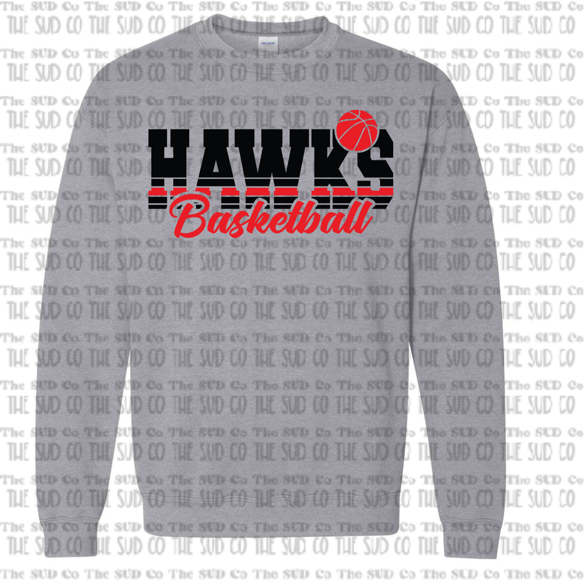 WES Hawks Basketball Crewneck Sweatshirt - GRAY