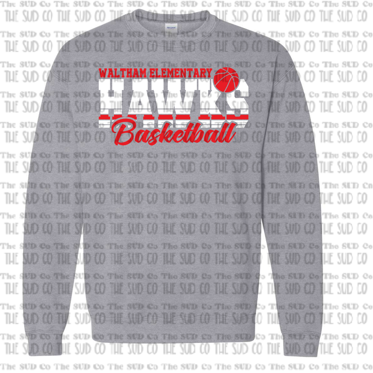 WES Hawks Basketball Crewneck Sweatshirt - GRAY