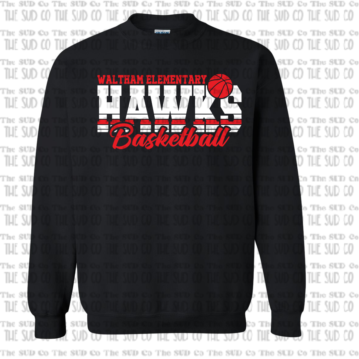 WES Hawks Basketball Crewneck Sweatshirt - BLACK