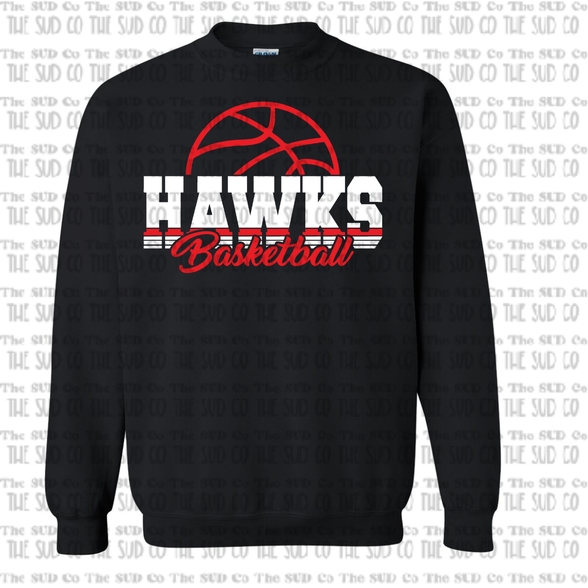 WES Hawks Basketball Crewneck Sweatshirt - BLACK