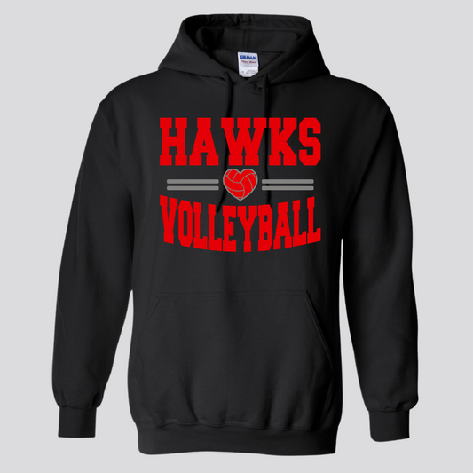 WES Hawks Volleyball Hooded Sweatshirt - BLACK