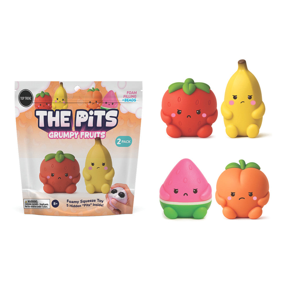 The Pits – Grumpy Sensory Fruit Squishies 2-Pack by Top Trenz