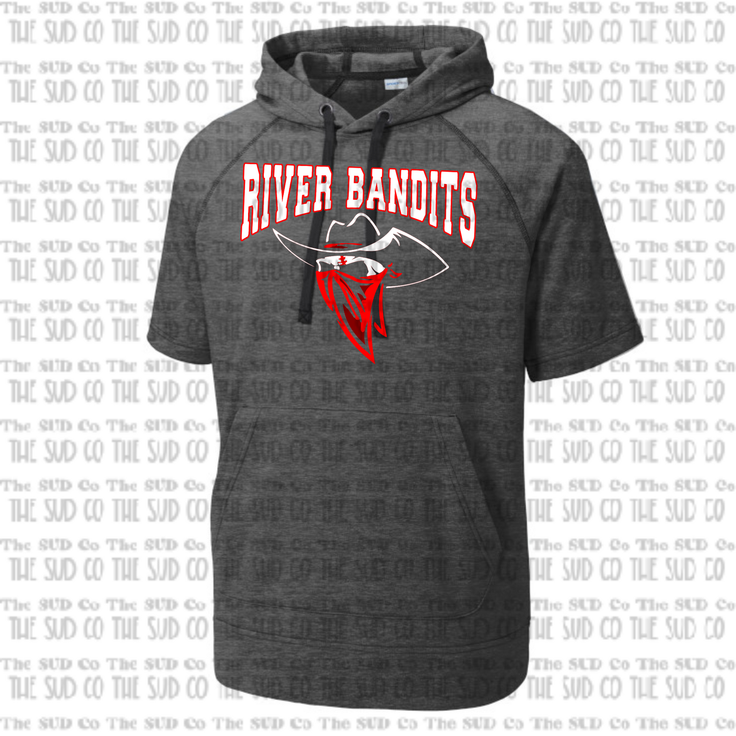 River Bandits Hooded Short Sleeve Sweatshirt - Dark Heather Gray