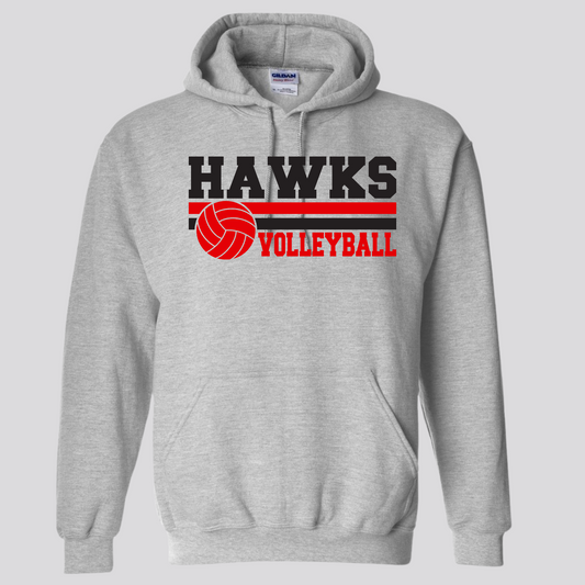 WES Hawks Volleyball Hooded Sweatshirt - GRAY